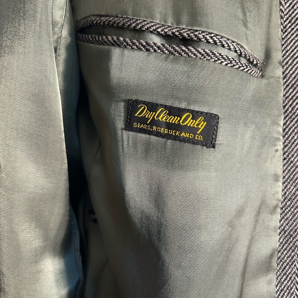 VINTAGE SEARS TAILORED CLOTHING MADE IN ROMANIA MENS BLACK/GREY TWEED BLAZER 40R - Picture 5 of 11